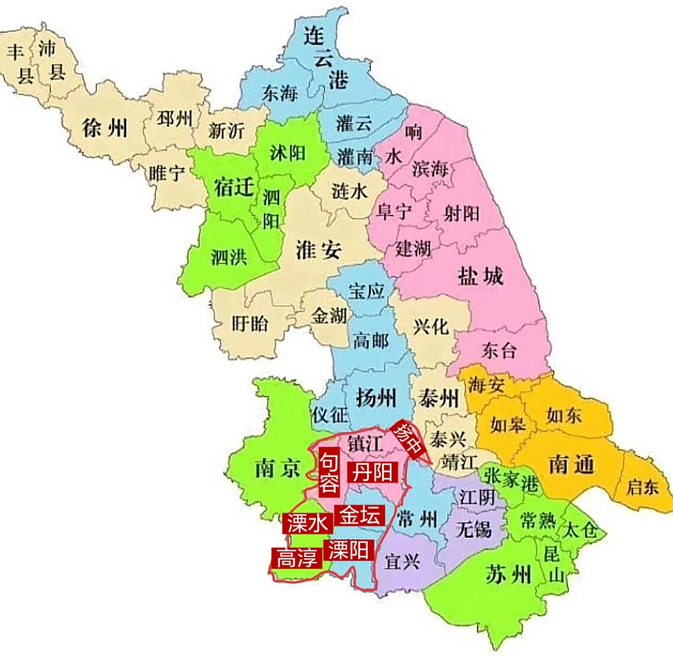 镇江人心目中的的最佳版图:很多人不知道以前镇江就这么大,溧水,高淳
