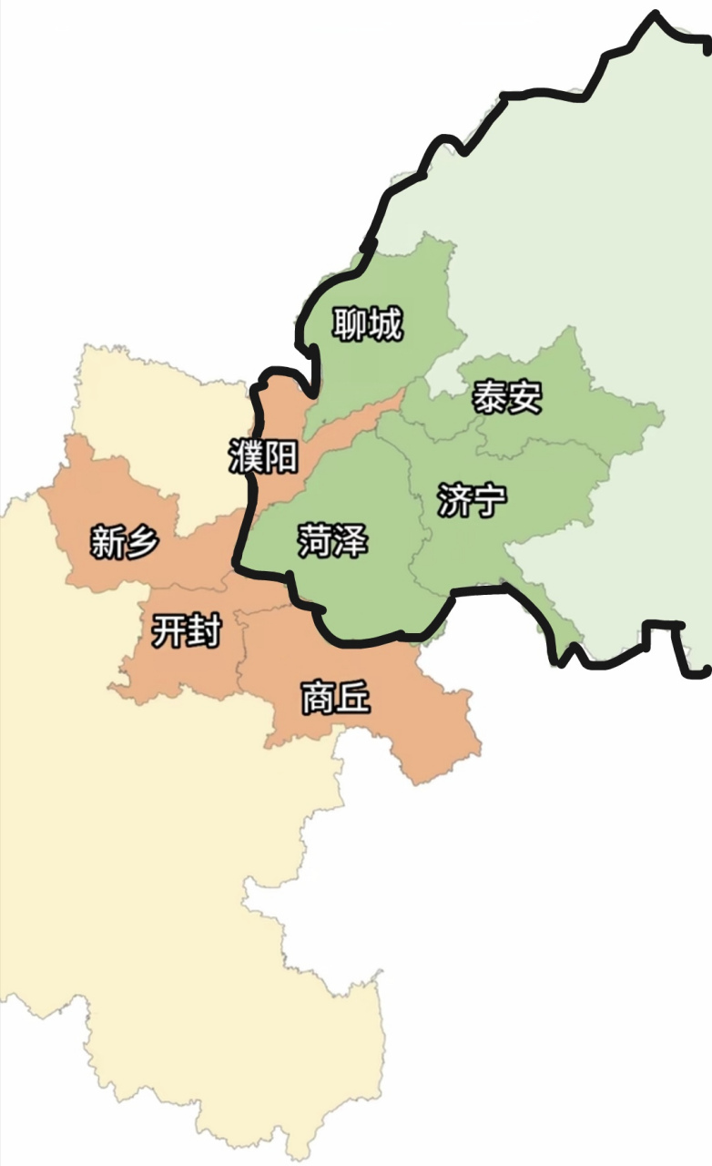 濮阳的"触角"只差一点就要伸到济南,从鲁豫两省的形状来看,濮阳更适合