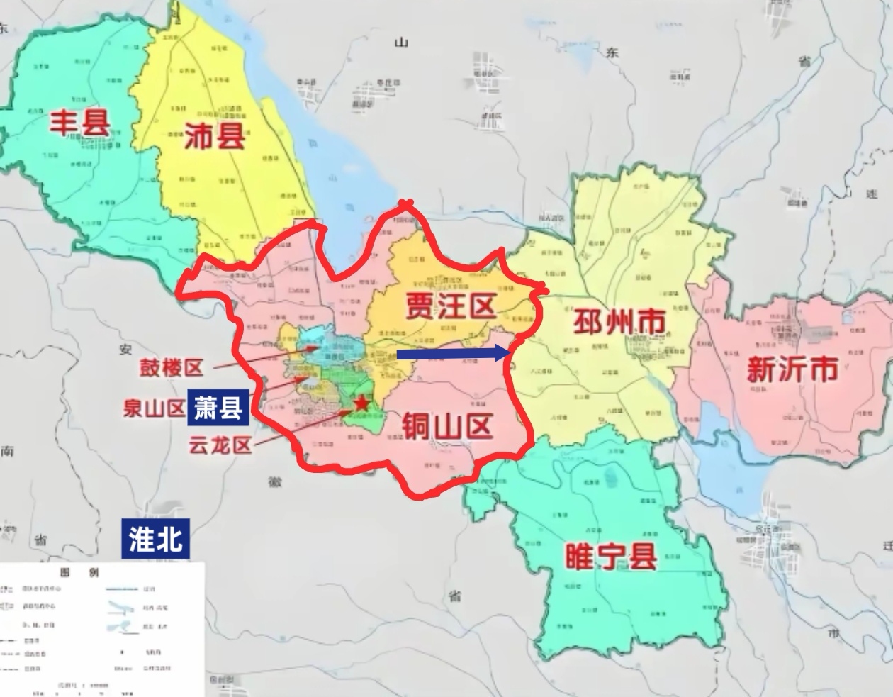 徐州市区发展算是遇到困境了,起初徐州想到往东发展,所以新区设在东边