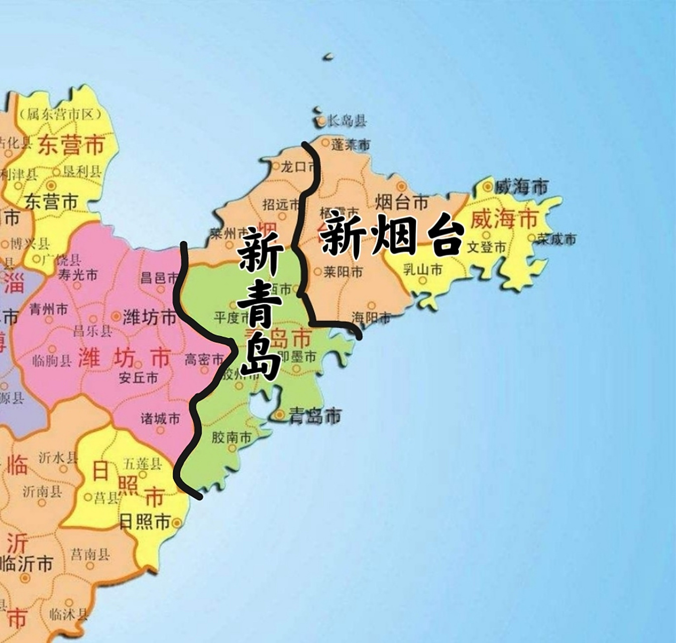 新青岛和新烟台,胶东半岛这样规划就合理多了.