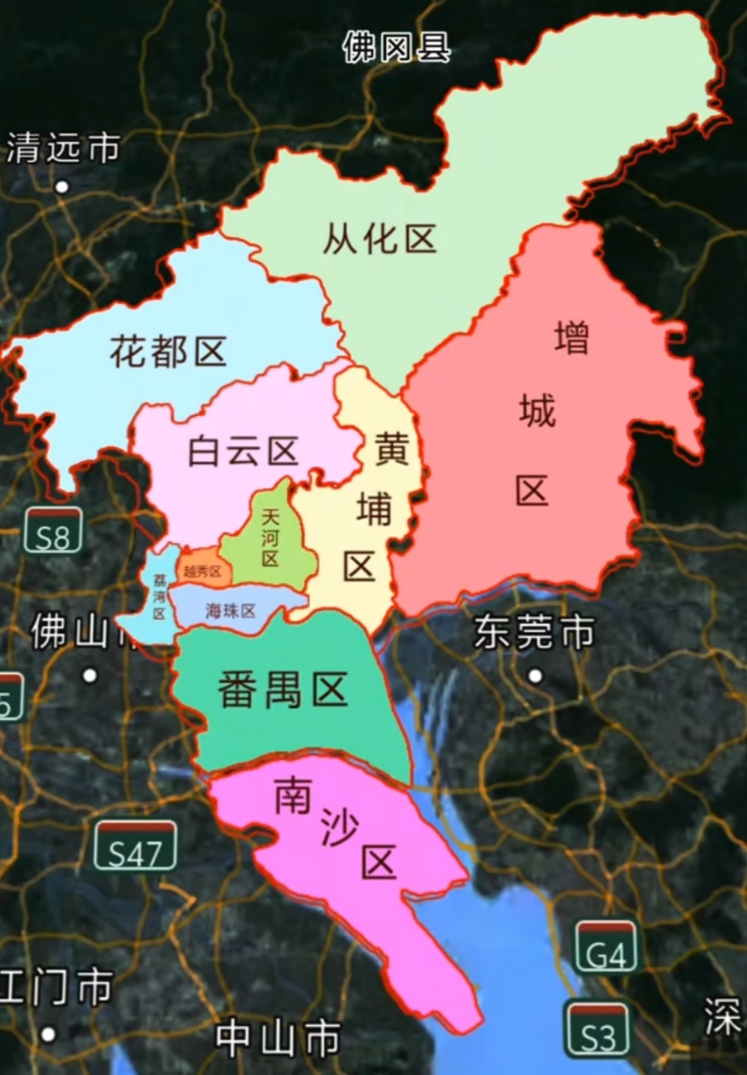 仔细看地图,南沙新区距离广州核心区相当远,和天津滨海新区到市中心差
