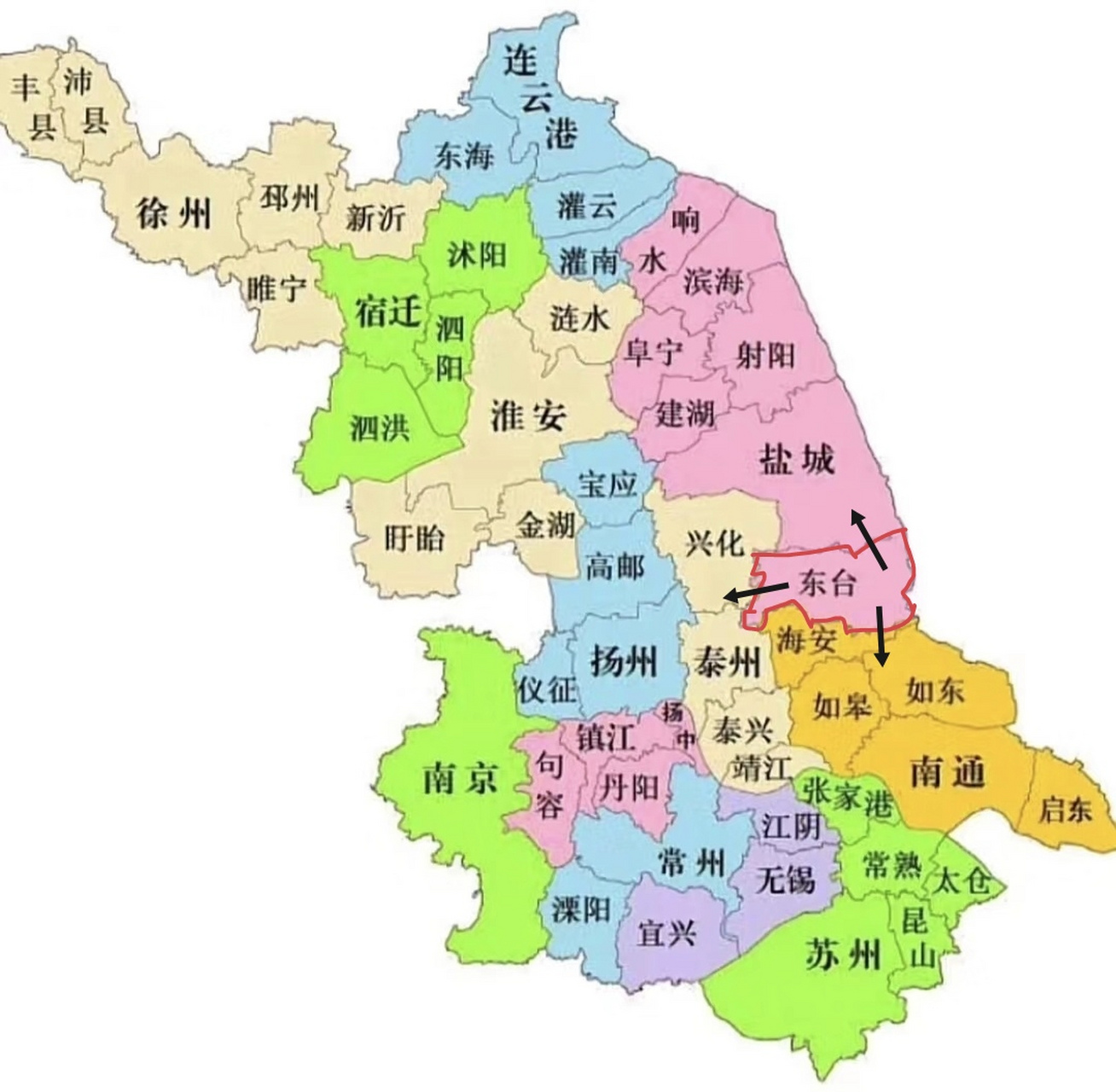 东台乡镇行政地图图片