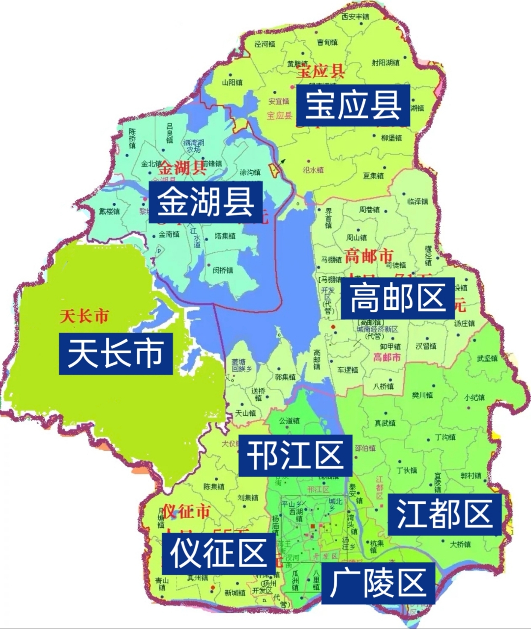 扬州最佳的版图,不是拿回泰州,而是拿回金湖县与天长市