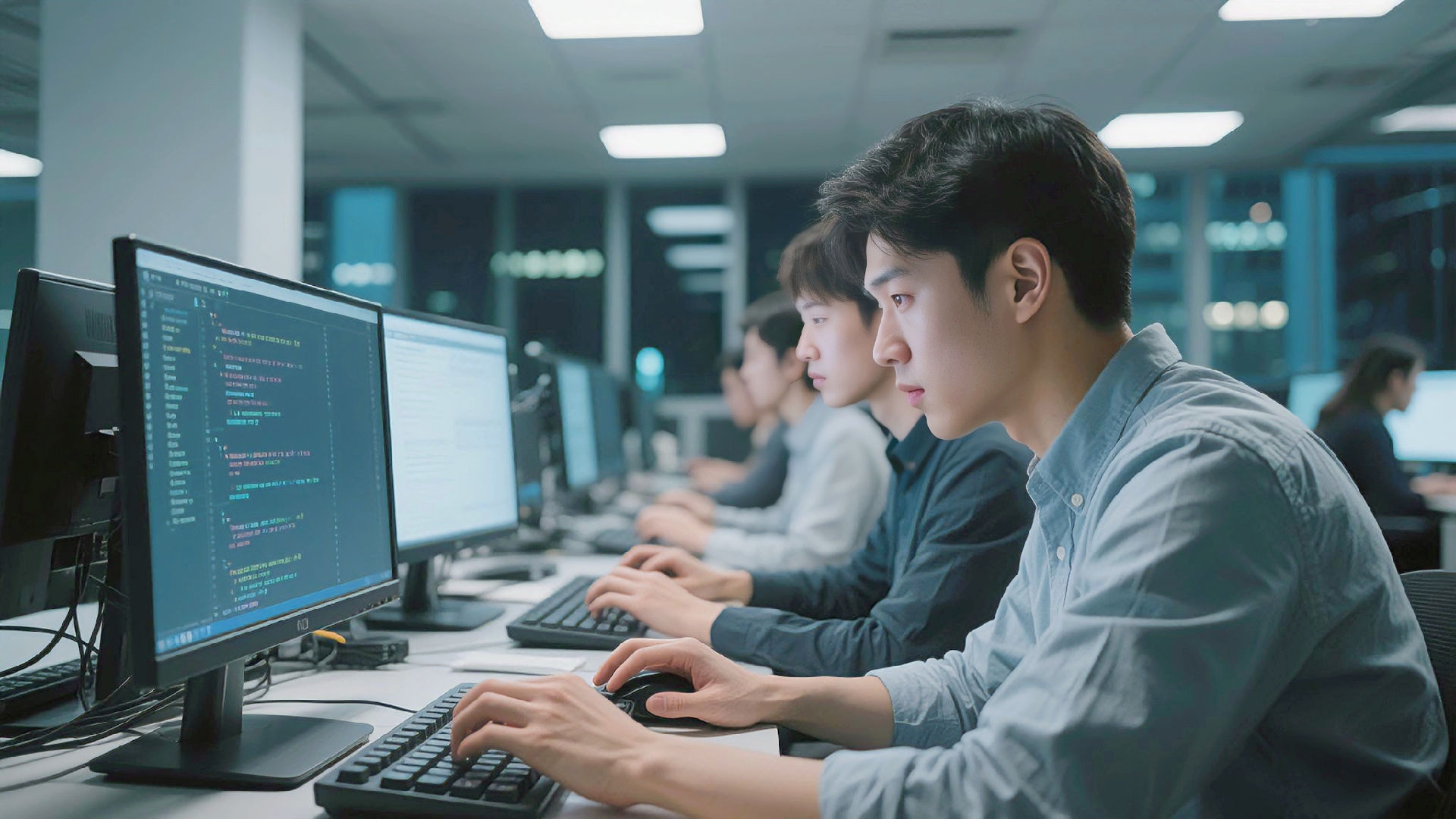 写字楼里,灯光常亮至深夜,年轻的程序员们盯着屏幕,敲着代码,眼睛布满