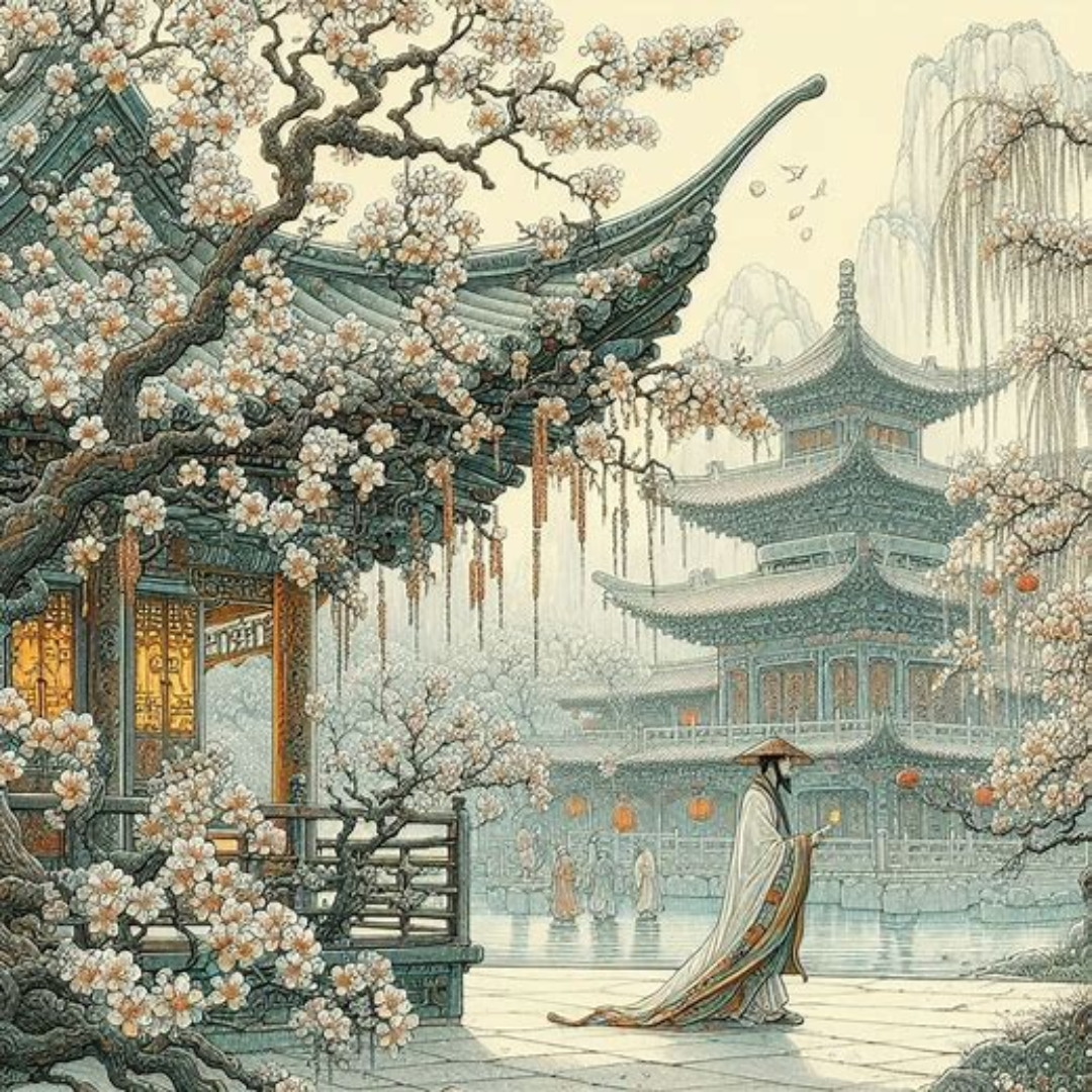 【春日序曲,东栏梨花盛开时】  "梨花淡白柳深青,柳絮飞时花满城.