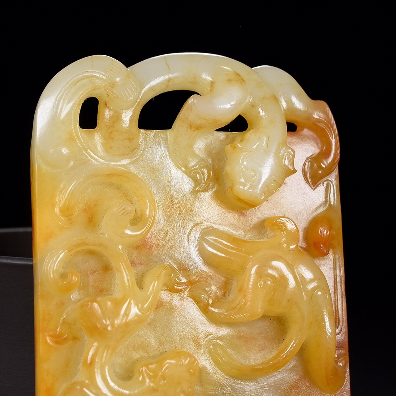 精品和田玉旧藏回流 螭龙 玉佩玉牌 玉质刚性细腻油润 包浆淳厚 沁色