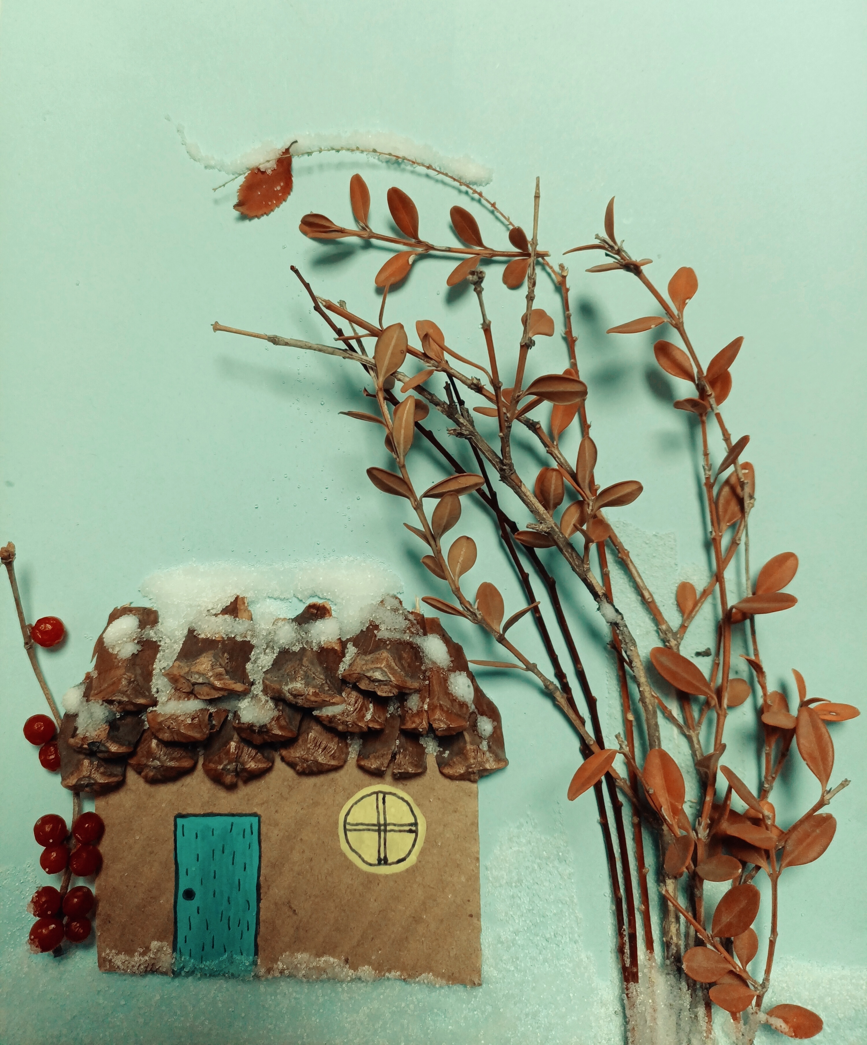 松树塔手工贴画