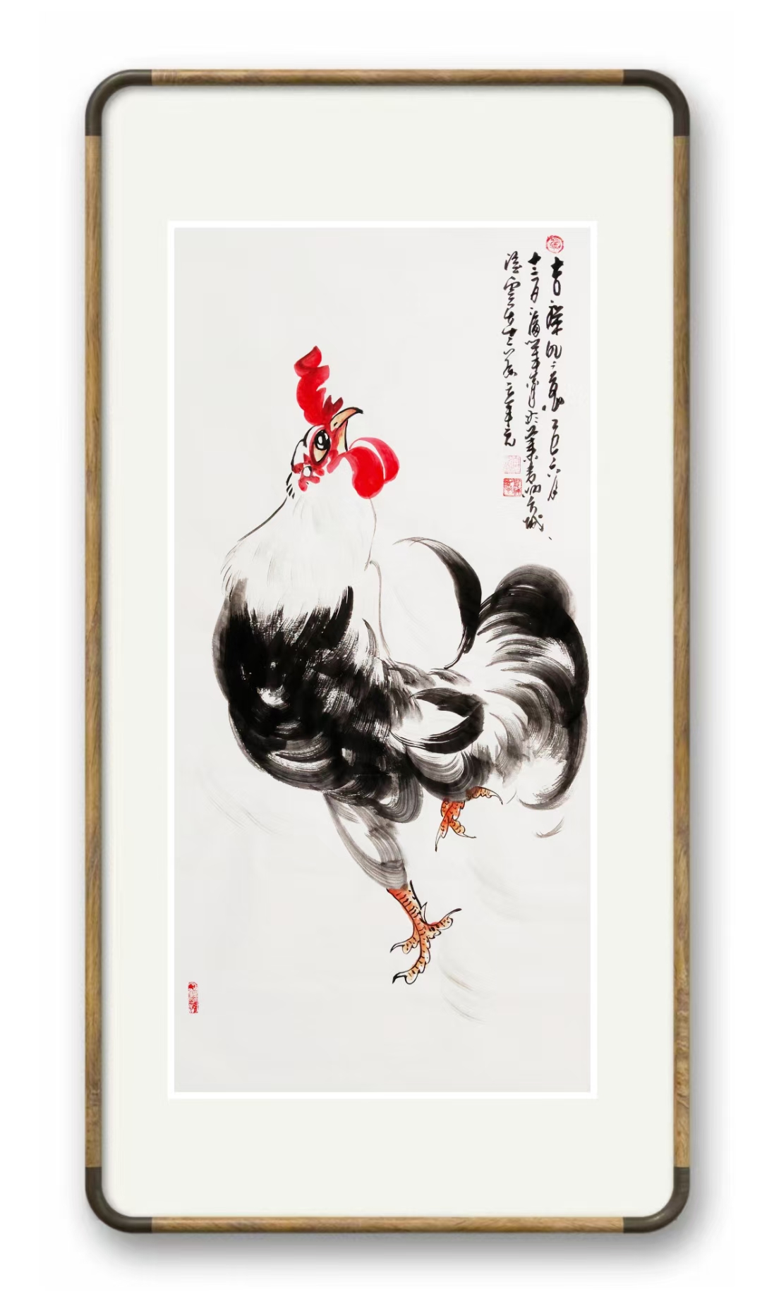 海峰画鸡# #荷#水墨荷花写意国画大公鸡大师级国画公鸡作品曾海芳鸡