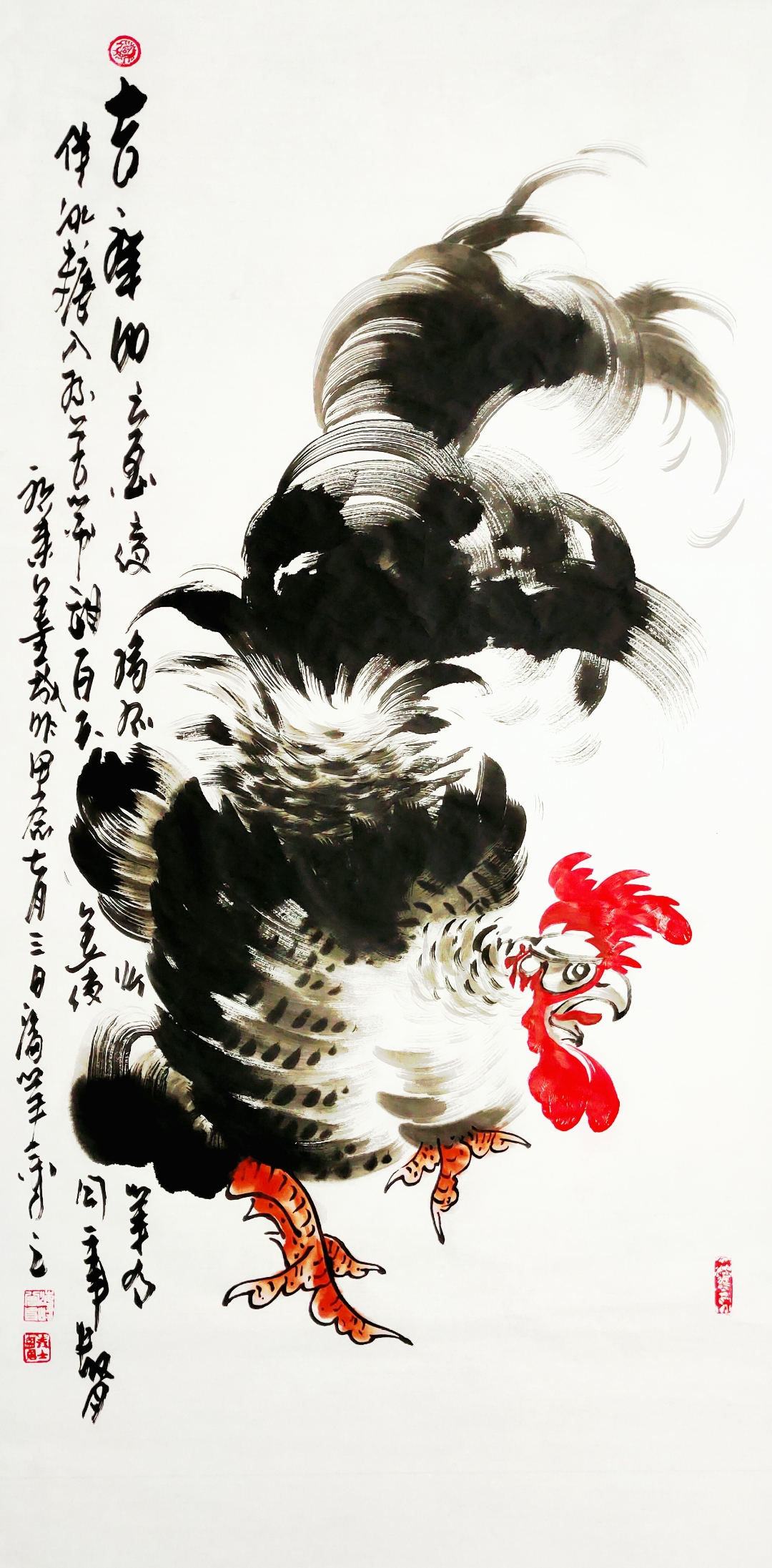 荷花#荷#水中国国画大公鸡图片大写意公鸡图写意大公鸡名家作品写意