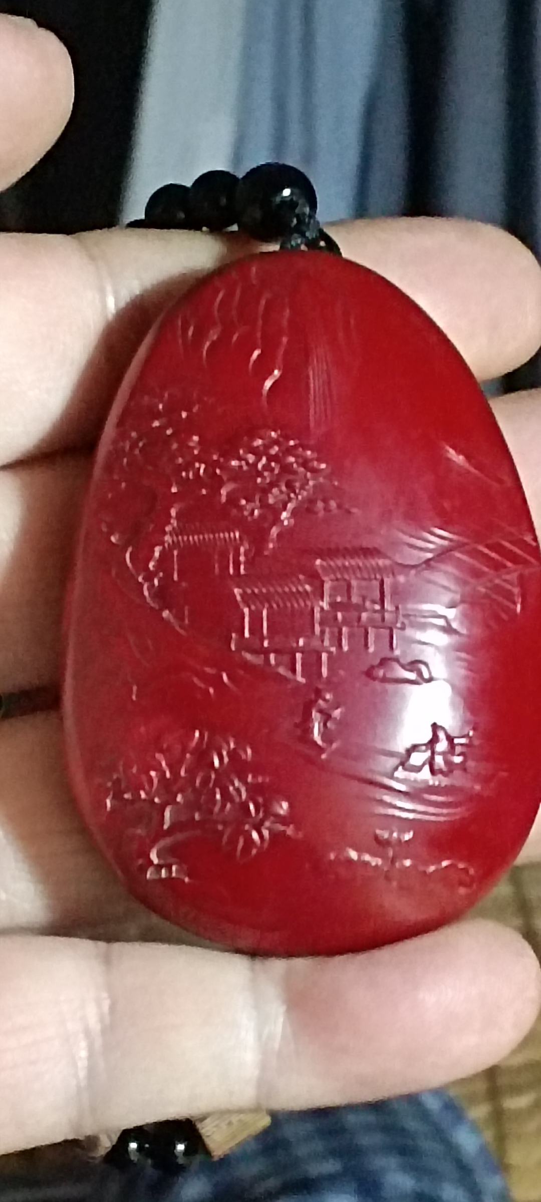 和田红玉山水把件