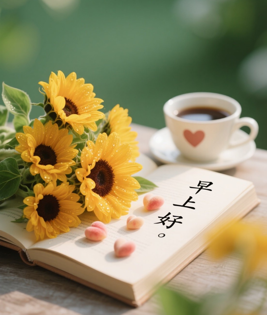 早上好,阳光伴着咖啡香,翻开书页,新的一天充满希望