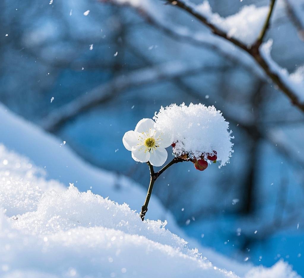 雪中的白梅花,美得让人窒息
