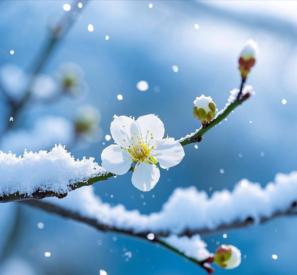 雪中的白梅花,美得让人窒息