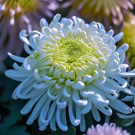 白色的菊花在秋风中摇曳,黄蕊轻轻颤动,诉说着季节的变换