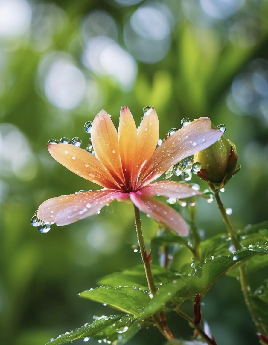 有露水的花朵的照片图片