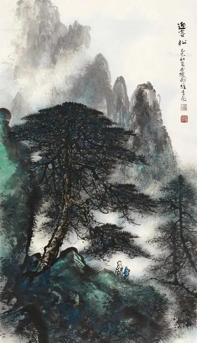 安徽画迎客松画家图片