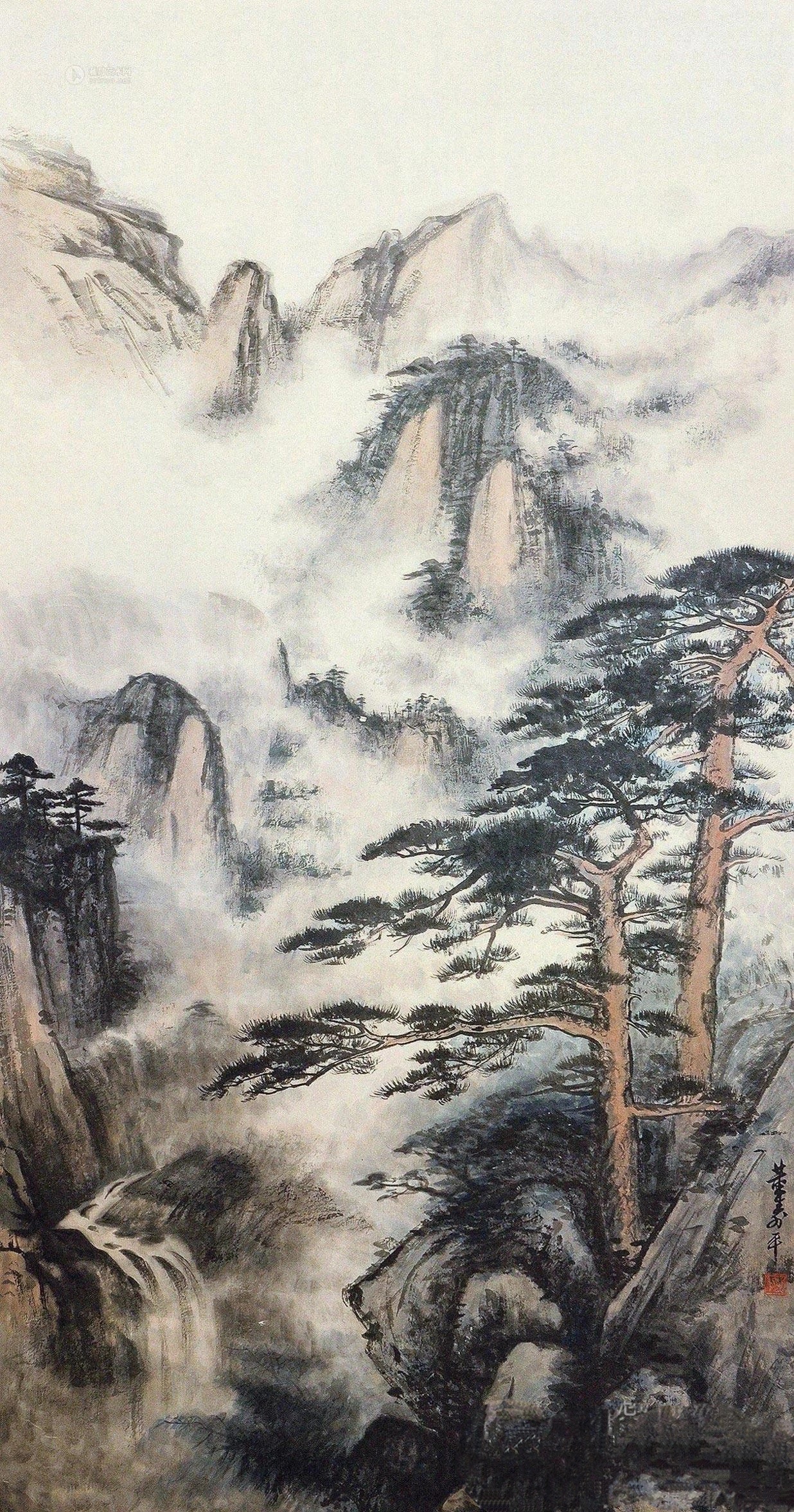 国画十上黄山山水画图片