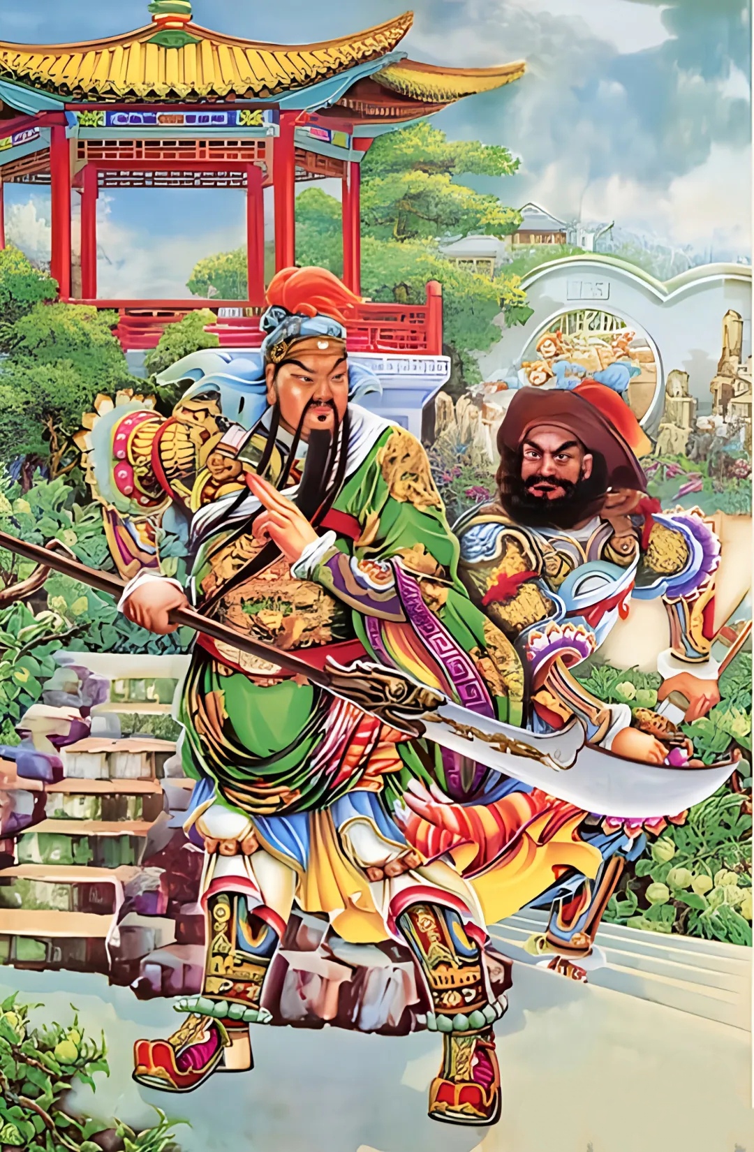 挑战赛初夏篇#回不去的童年时光之老年画分享第五十六篇——单刀赴会