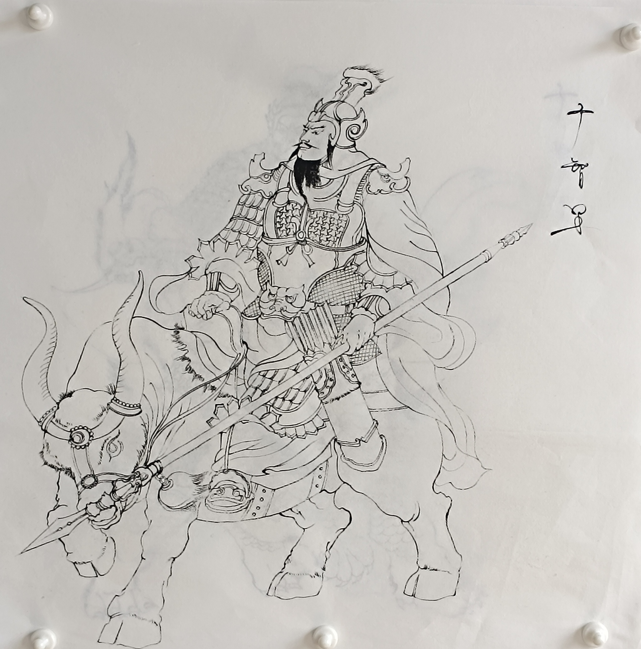 封神演义殷商纣王的武成王黄飞虎,黄天化——来自大智手绘刀马人物画