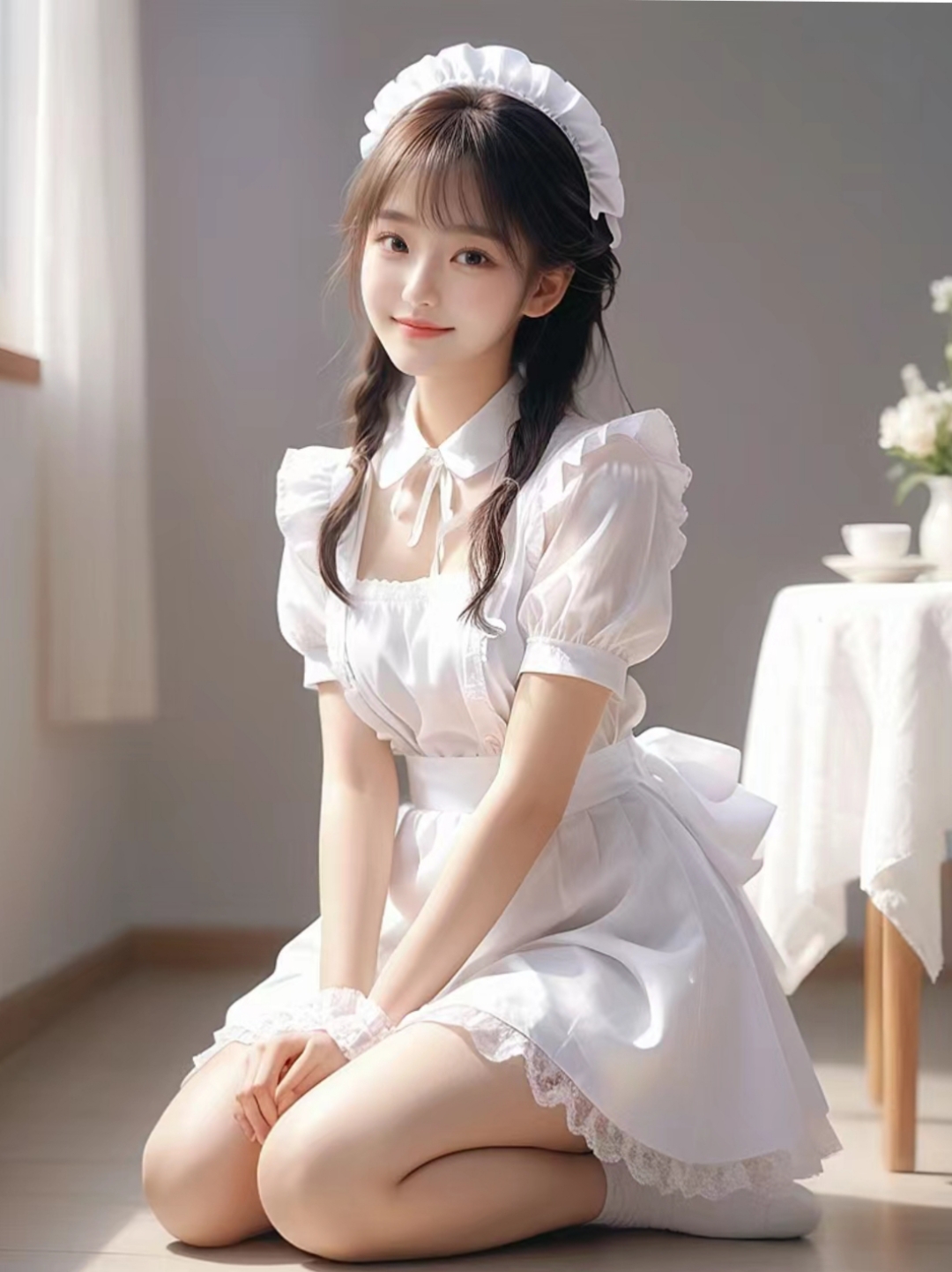 细节决定成败,伊小七的女仆装设计感十足,蕾丝花