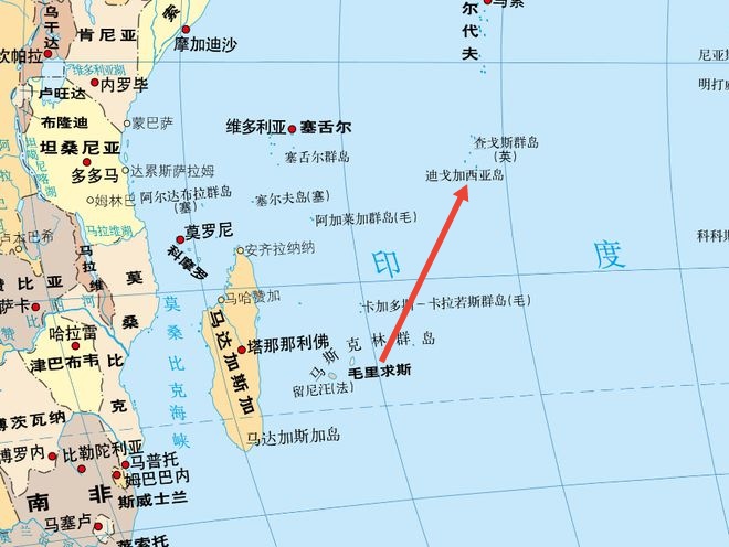 查戈斯群岛跟毛里求斯相距甚远,1810年被英国人占领,当时的英国承认该