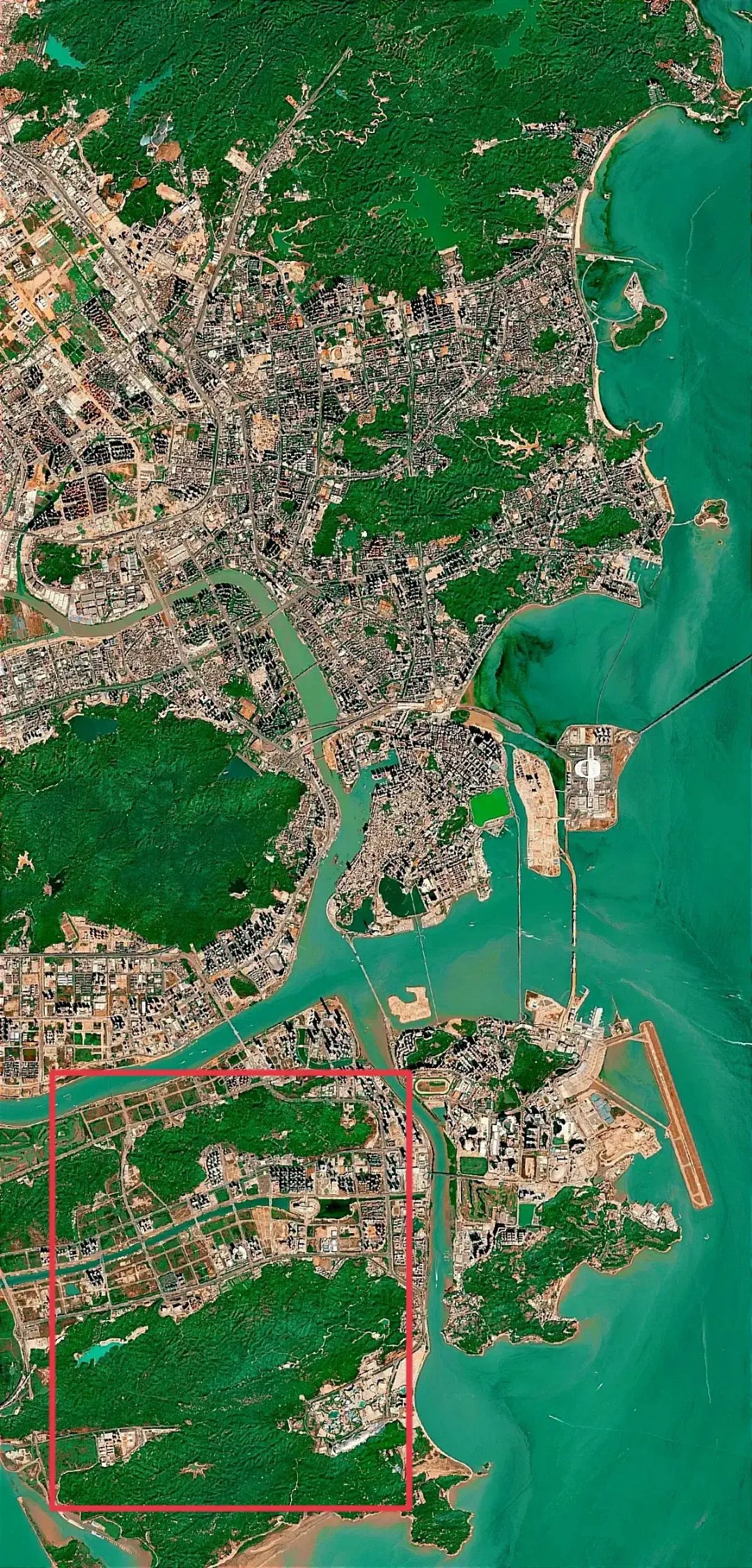 与澳门一河之隔的横琴岛是珠海市的最大岛屿,岛南北长8.