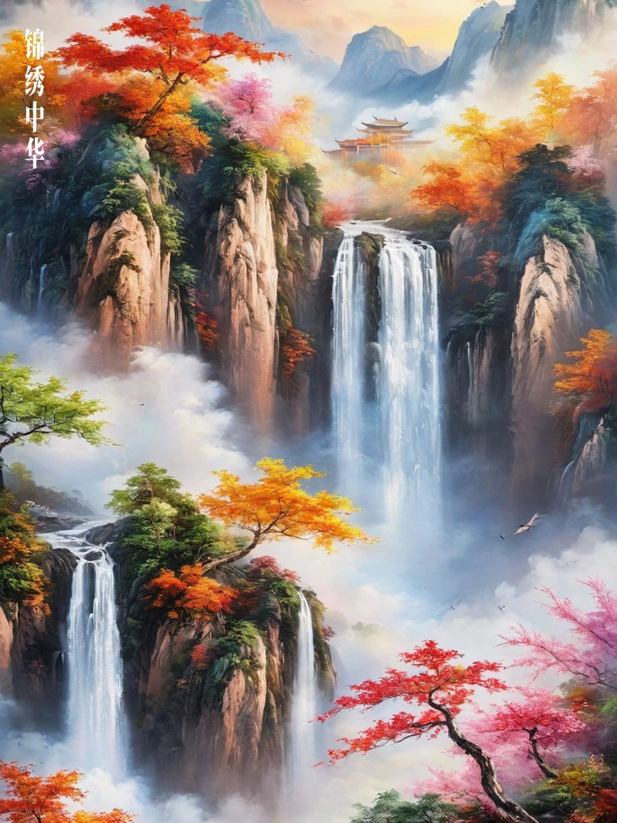 秋天山水画图片大全图片