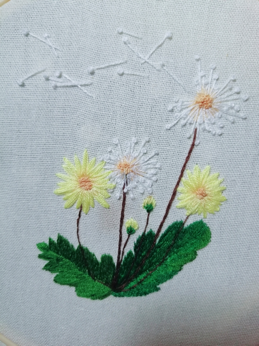 【爱手工爱生活】图案:风中的蒲公英#diy手工刺绣# #原创作品# #手工