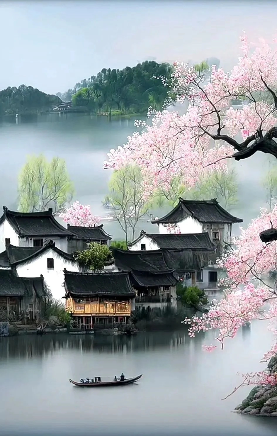 【烟雨江南】 9015古风画卷,美轮美奂的宁静河景94  眼前展开一