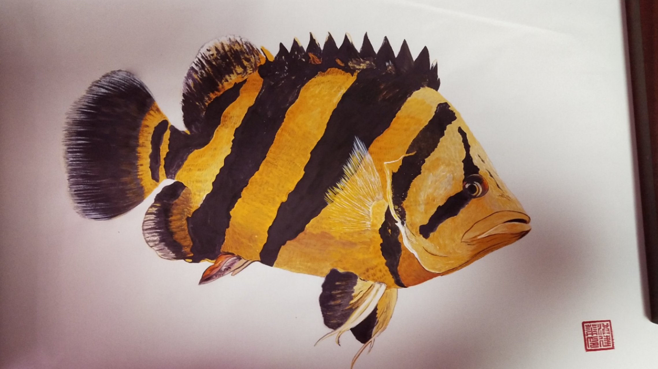 道家哲学#  招财鱼红龙鱼金龙鱼龙鱼画九龙画九龙图龙鱼工笔画国涣