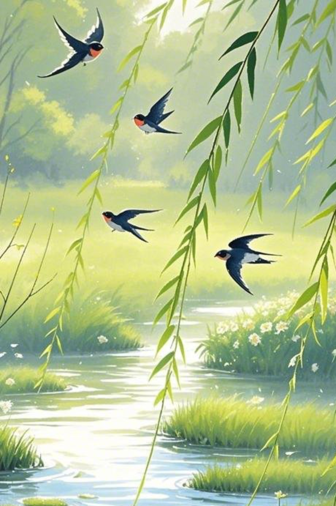 分享我拍到的春天# 春天来了,小河边柳树发芽,三