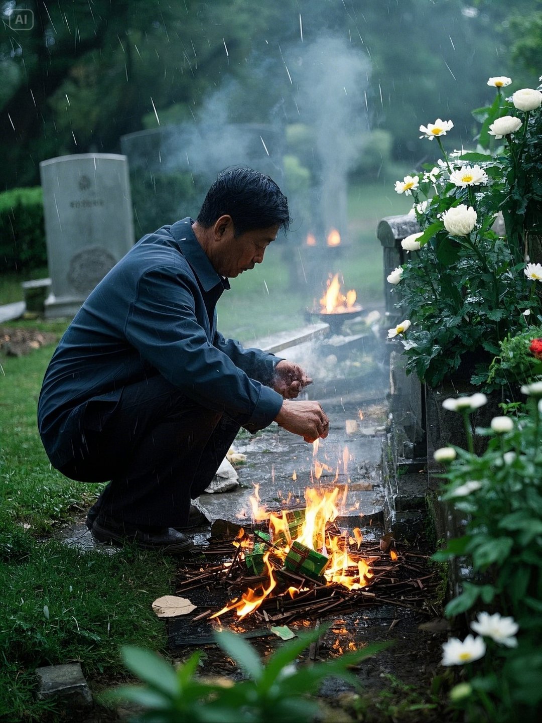 扫墓上坟,是一种怀念 有人说烧纸是给活人看的,要相信科学,不要迷信