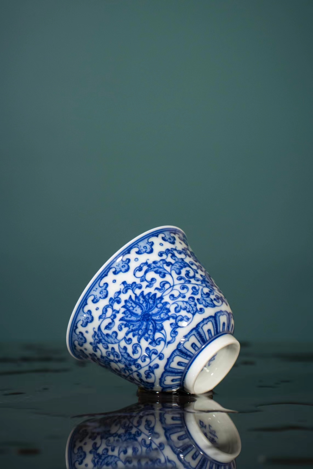 青花柴窑主人杯手绘重工盖碗可乐杯高档送礼品#柴窑元青花# #盖碗