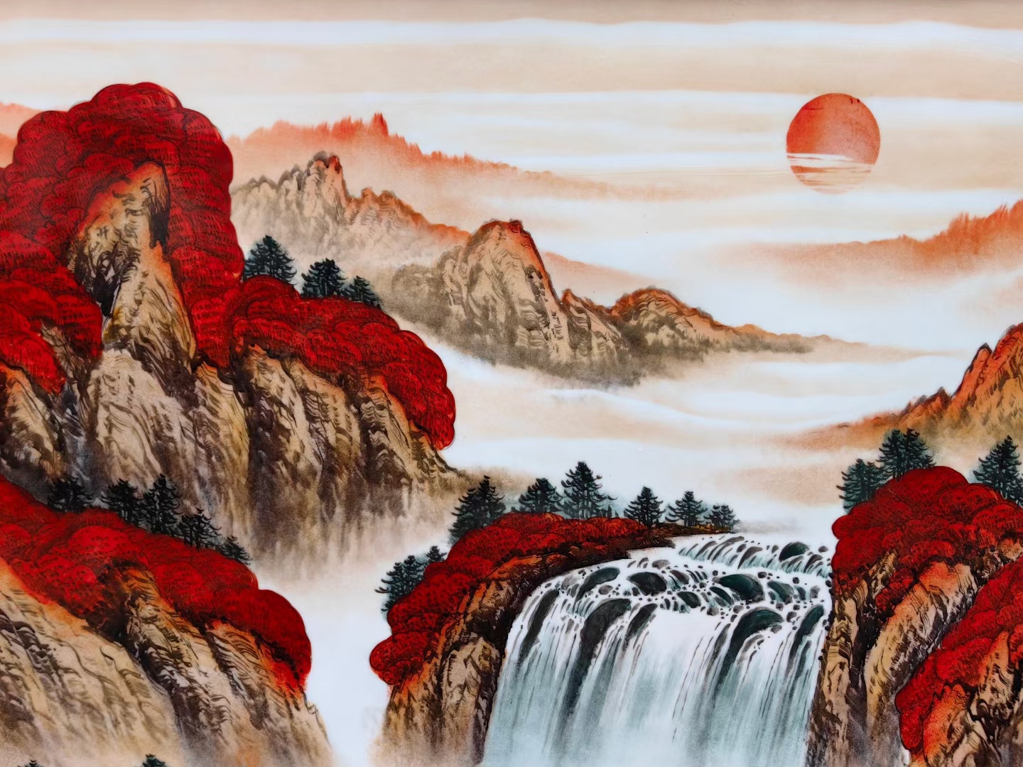 鸿运当头 秋色山水画,仿佛置身仙境  一幅中国风山水画