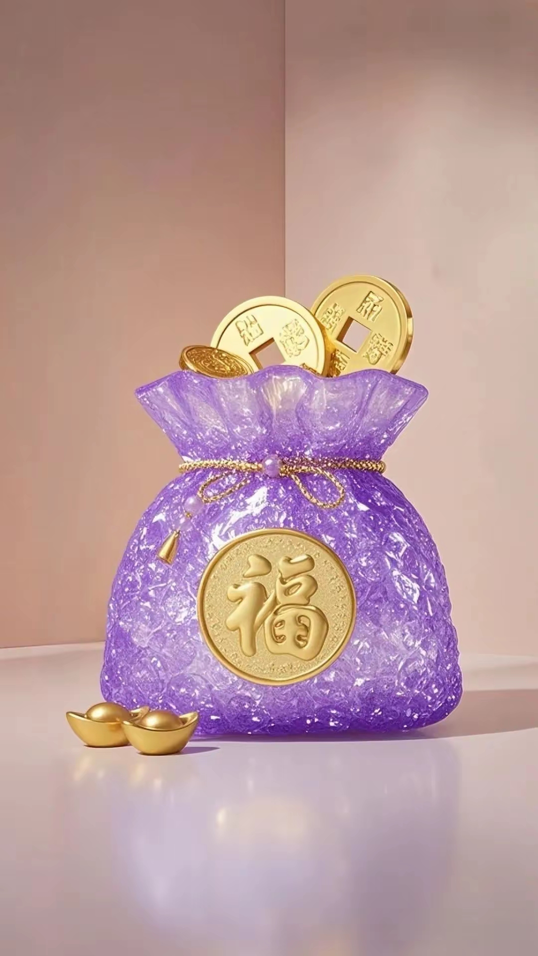 这个闪闪发光的紫色福袋里装满了金币,看着就心情好好,我要是能拥有它