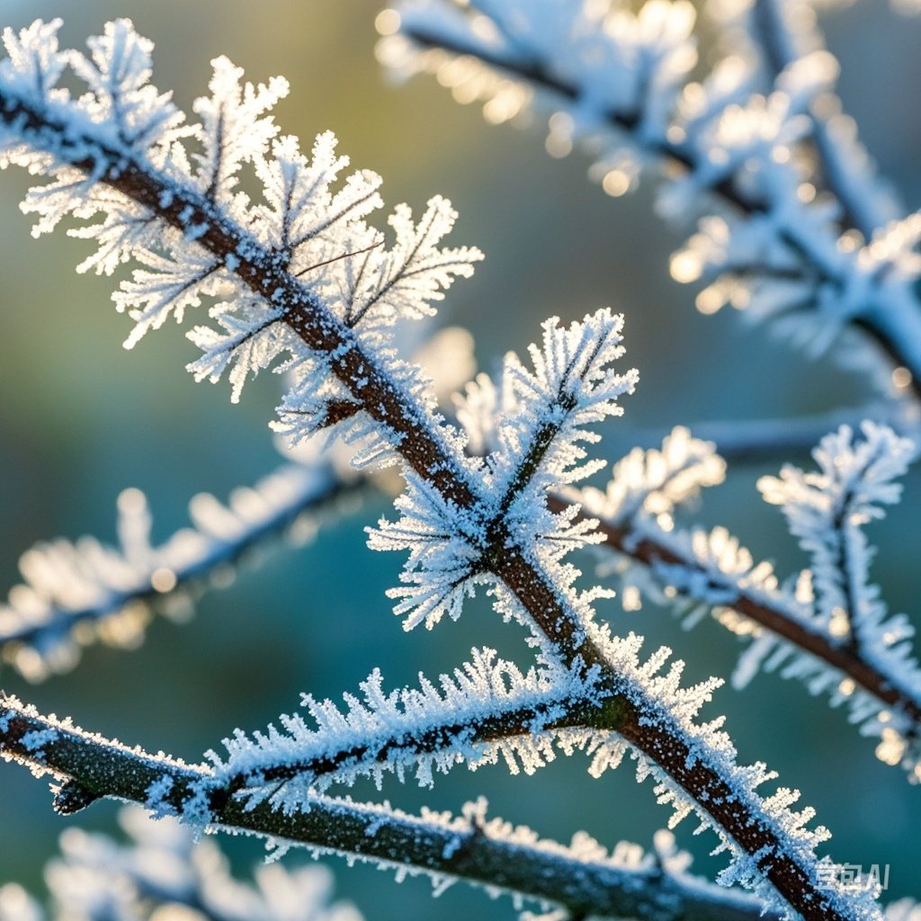 初冬的周末清晨,霜花悄然绽放,世界仿佛被一层静谧的纱幔笼罩