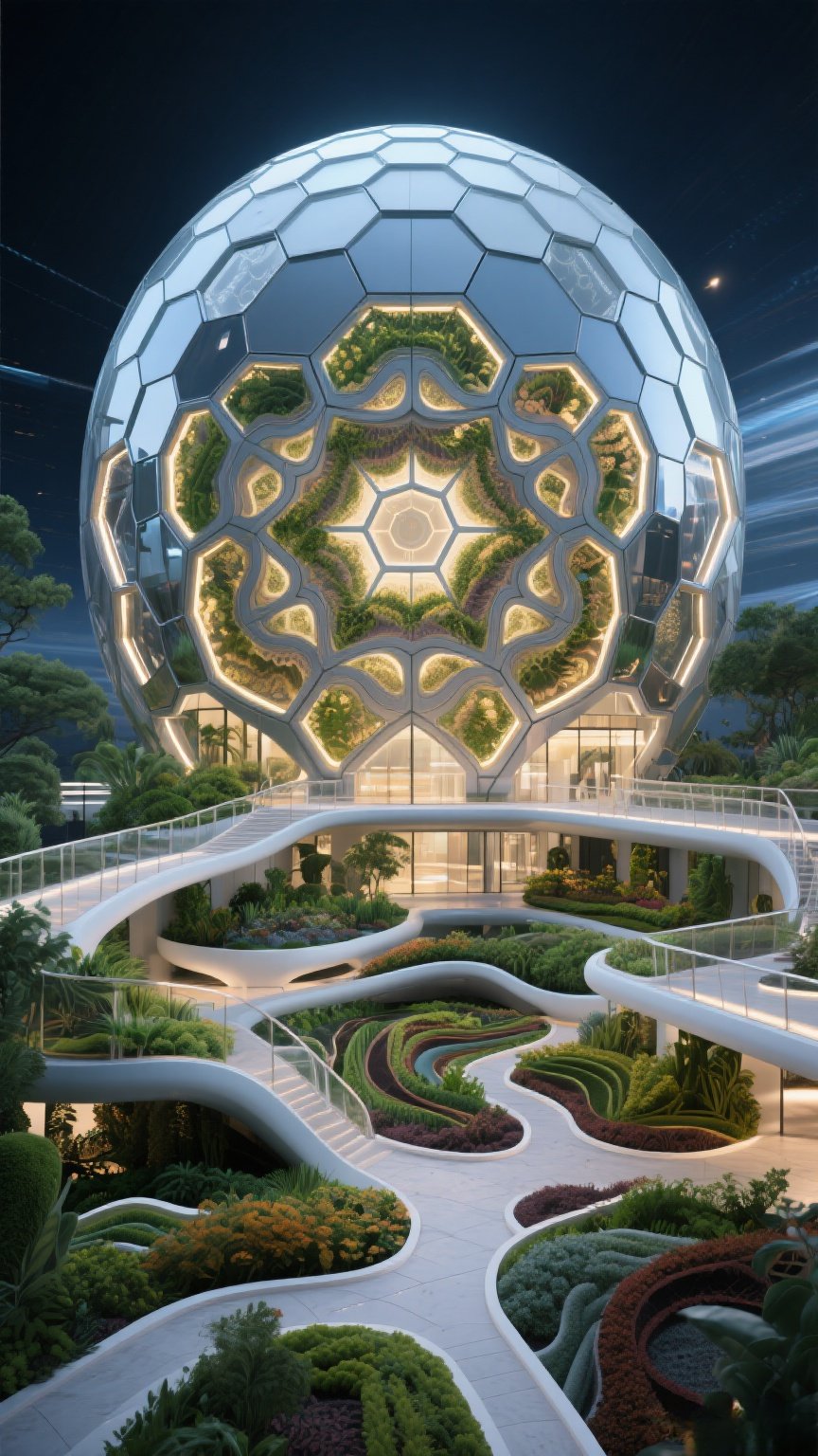 哇,这颗球形建筑真是太闪耀了,每一面都像是星空