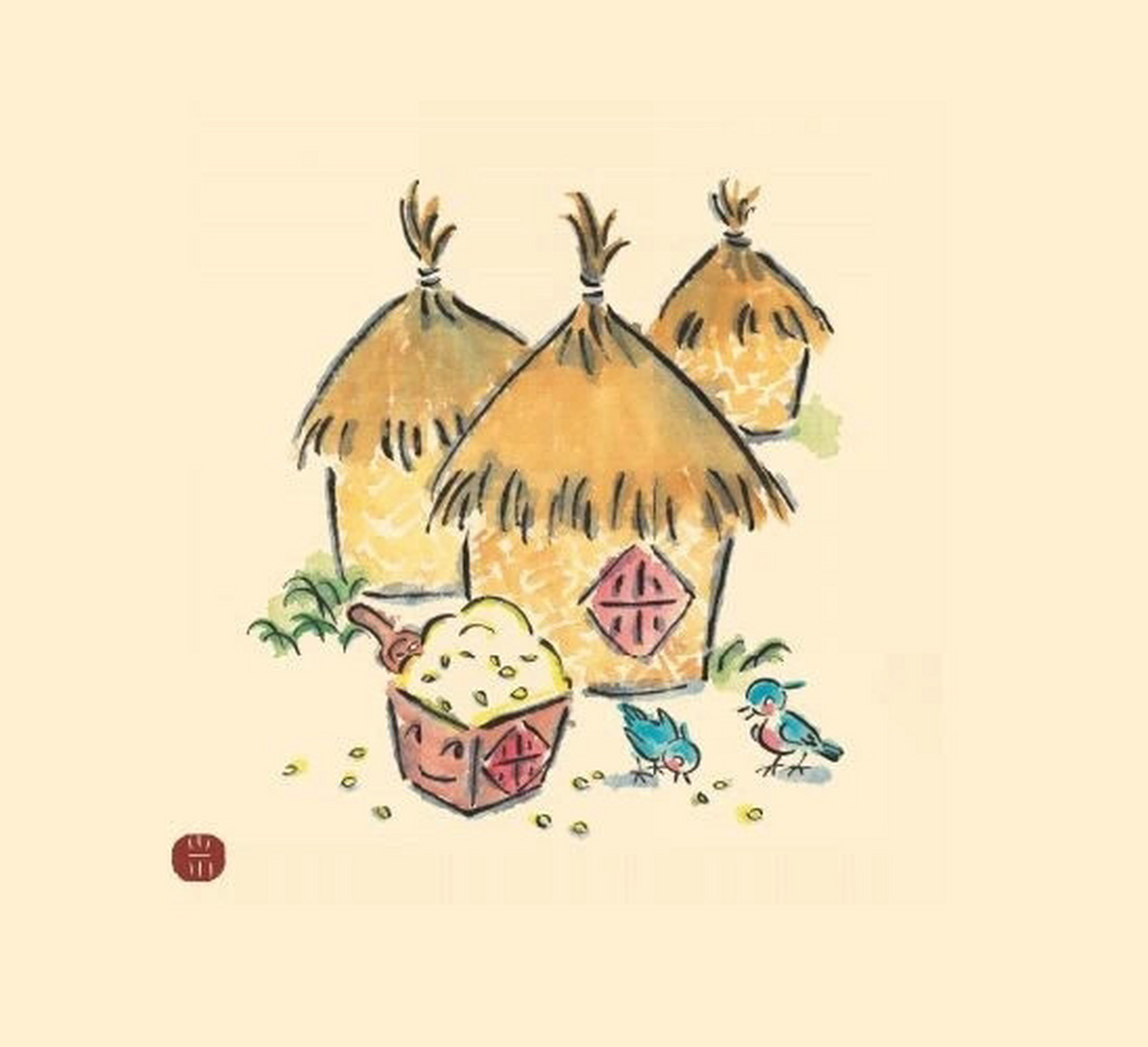 小篆的字形中,米粒更为突出