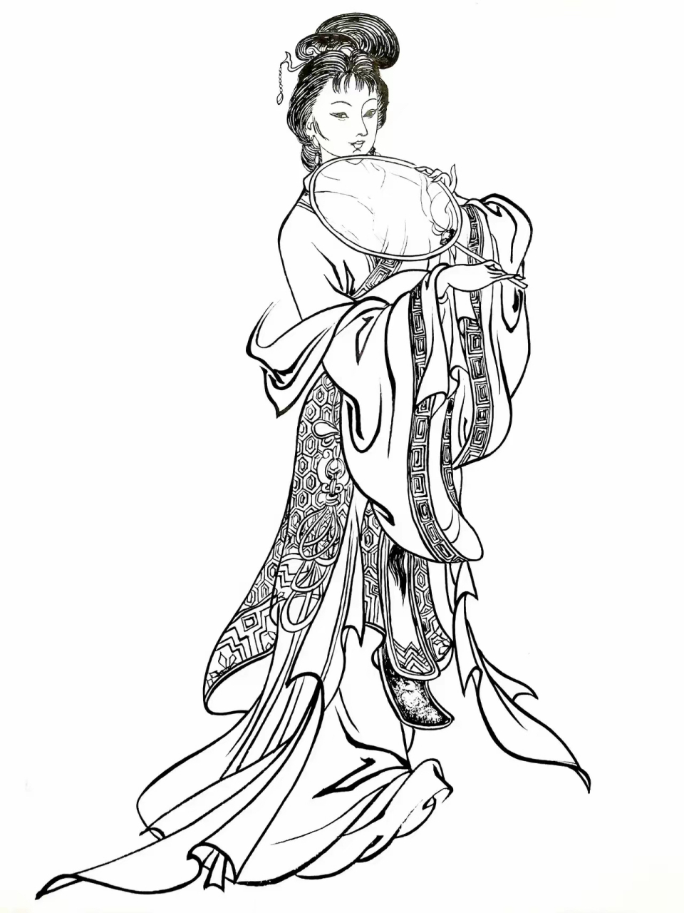 国画 | 白描人物 古韵今风,一曲悠扬,穿越千年的琴音,只为此刻的静好