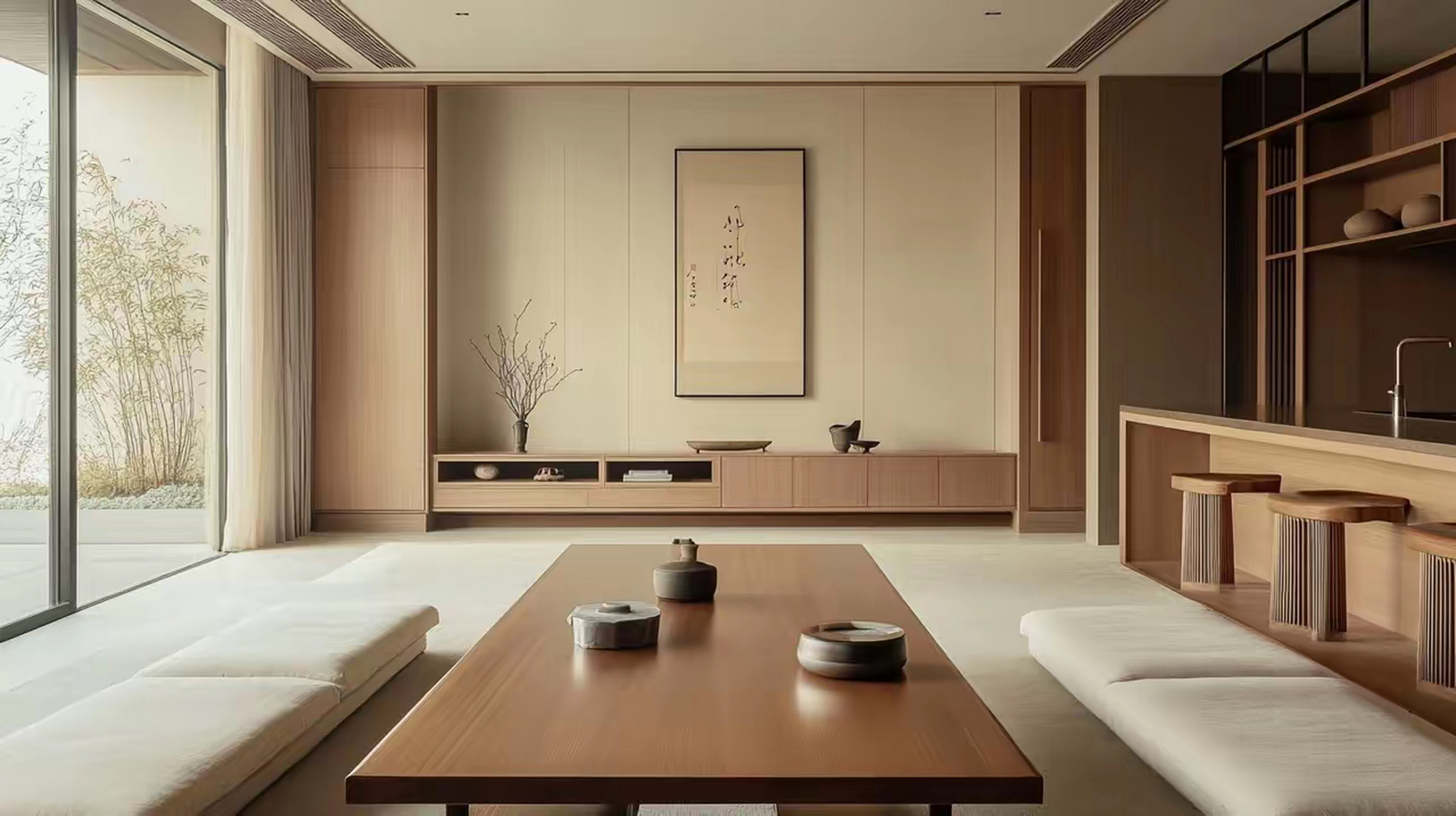 新中式客厅,一抹禅意,一隅宁静.