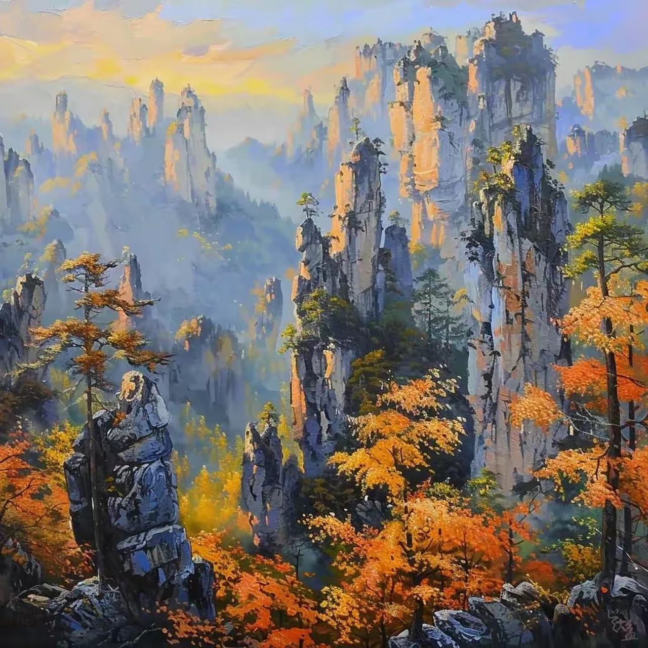 张家界风景油画图片