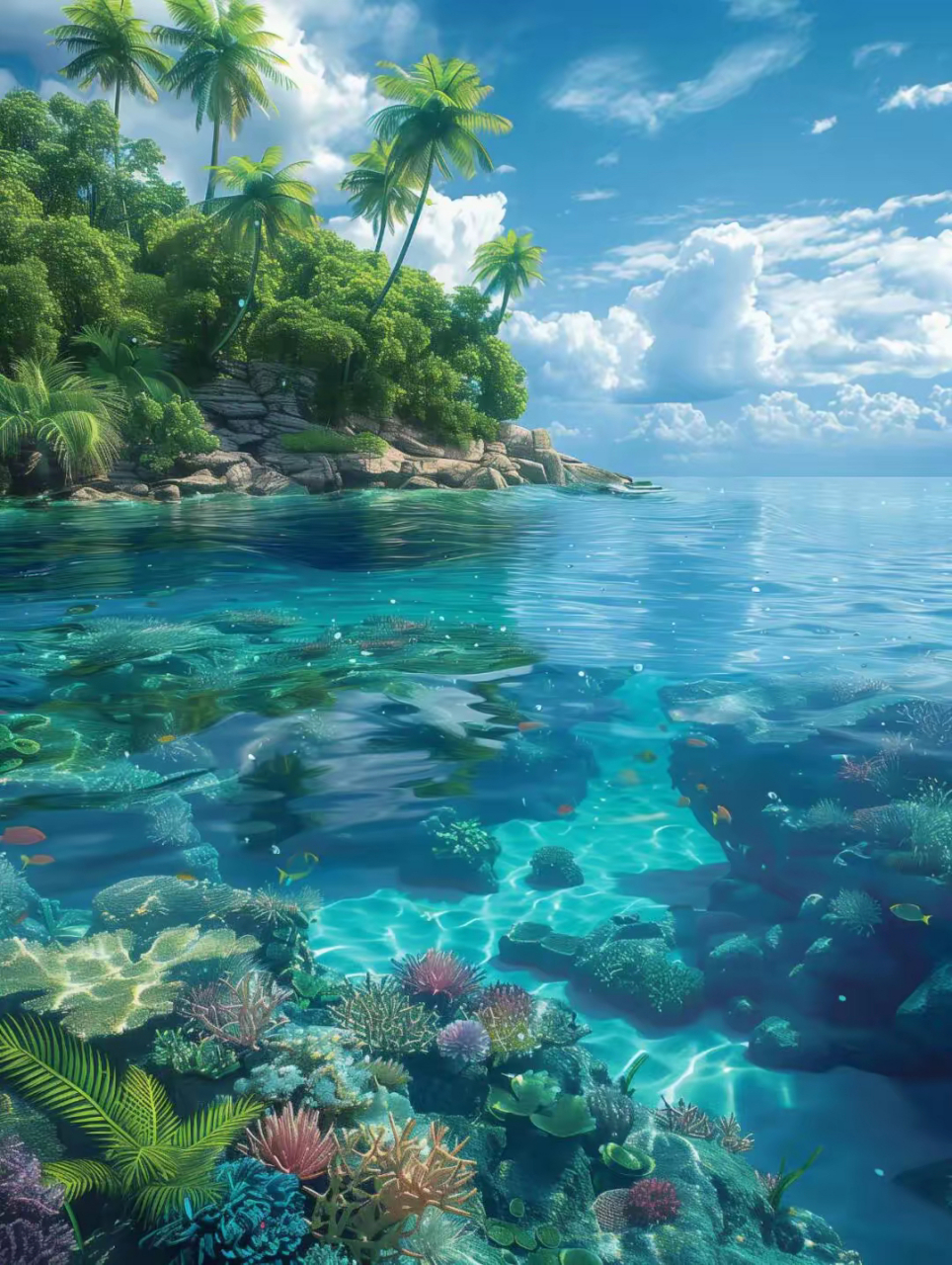 探索梦幻般的蓝色珊瑚礁,与海鱼共舞.