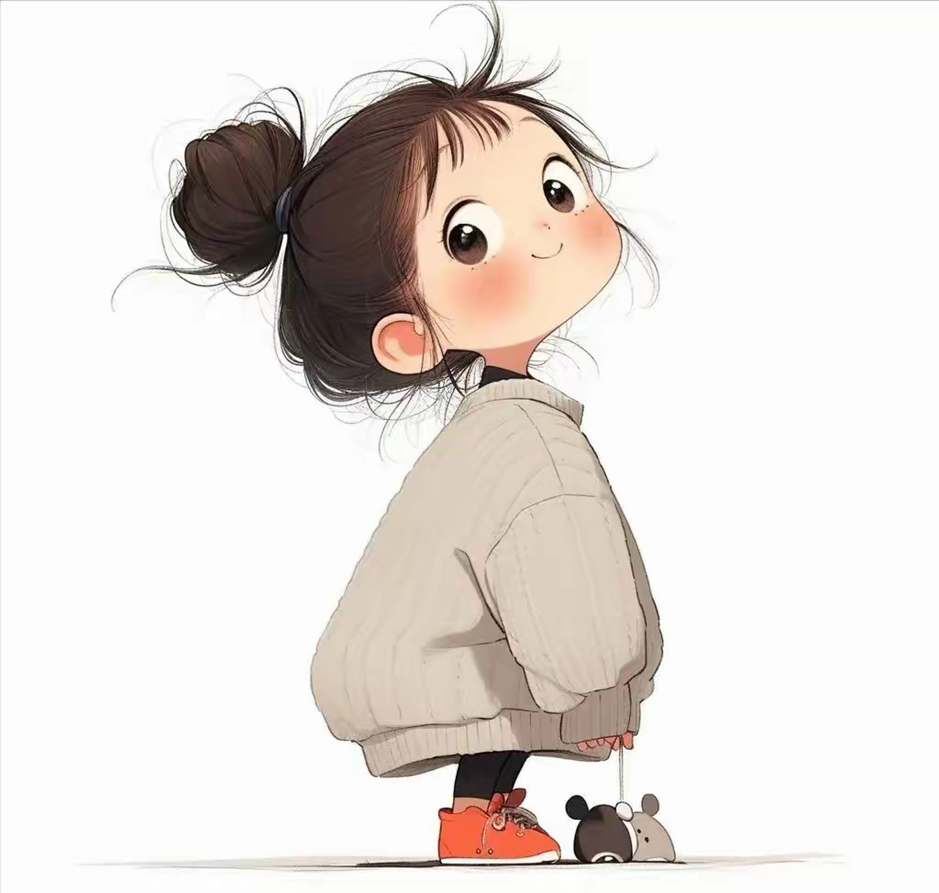 小可爱,扎着马尾辫,怀里抱着心形气球,红鞋白裙,萌翻了!