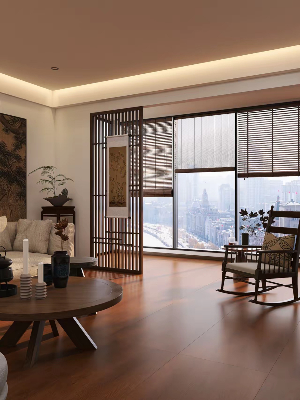 新中式客厅,禅意生活,从一扇窗开始.