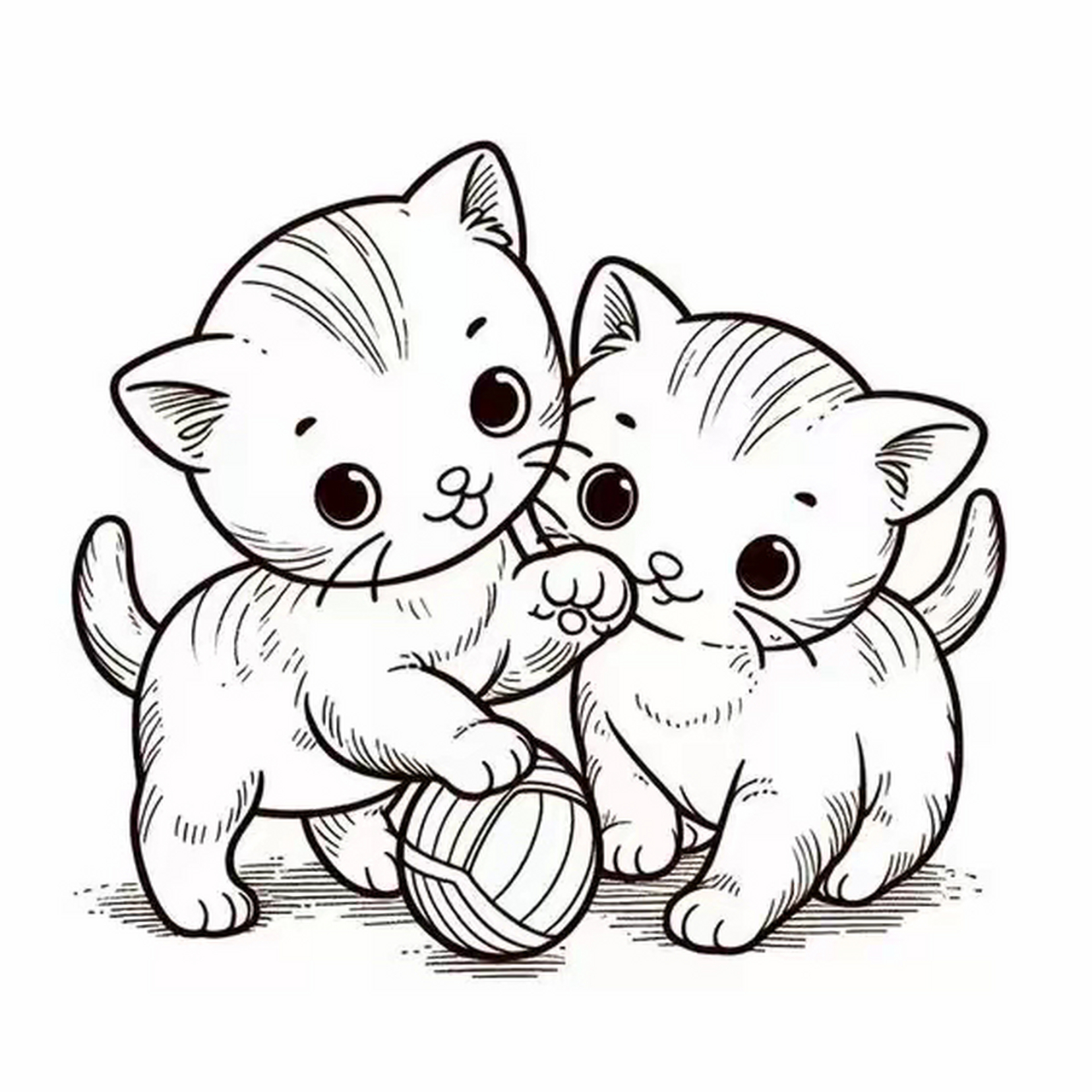 两只小猫嬉戏,萌态百出真可爱.