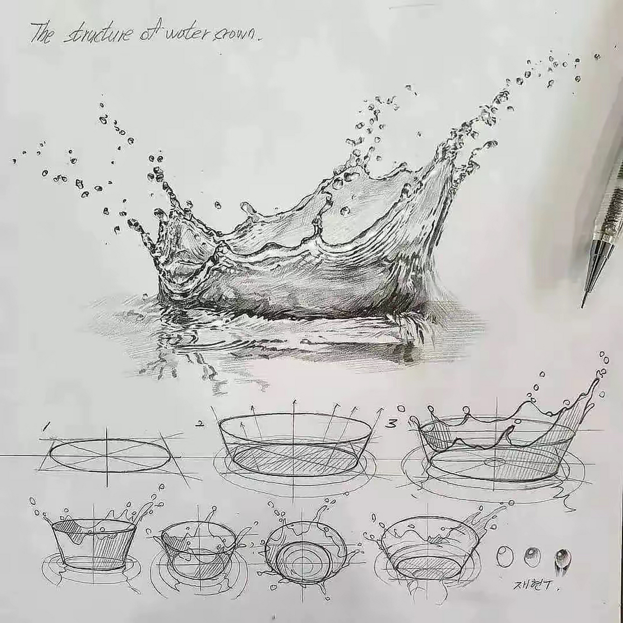 素描|静物作品 水滴落下,溅起生活的每一滴精彩.