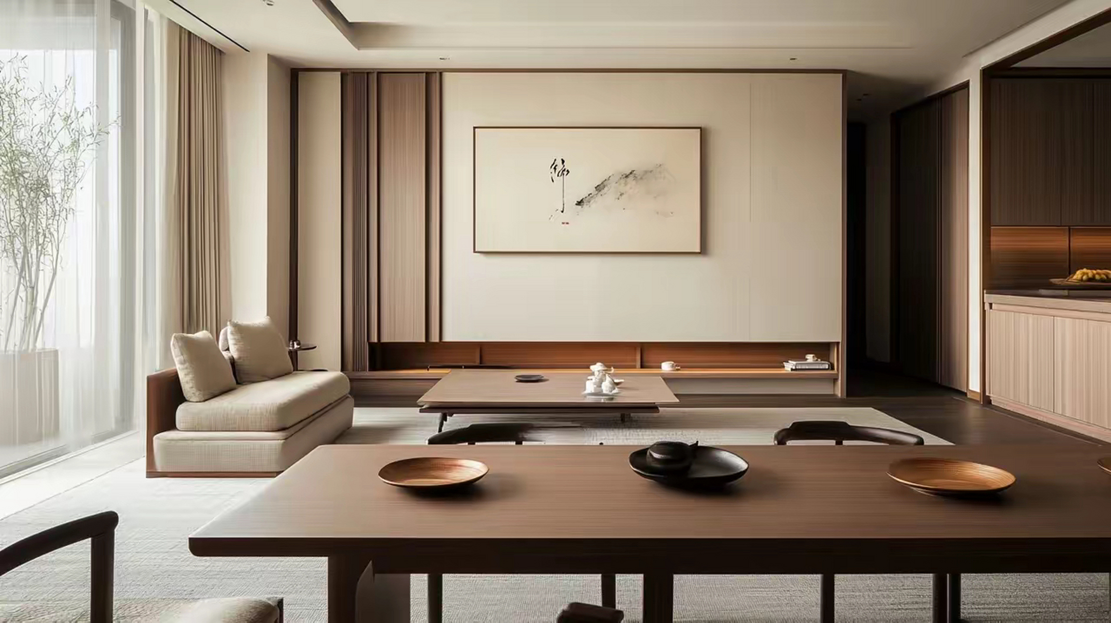 新中式客厅,一抹禅意,一隅宁静.