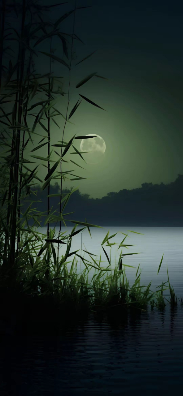 壁纸|竹林月夜