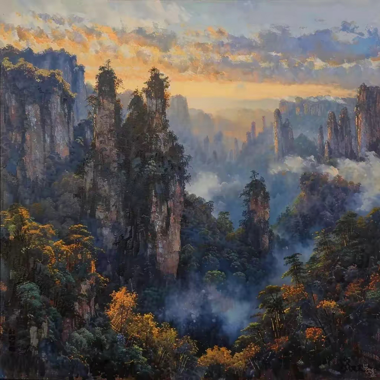 油画《张家界》