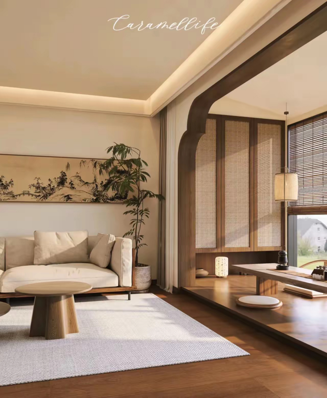 新中式客厅,禅意悠然,共享静谧时光.